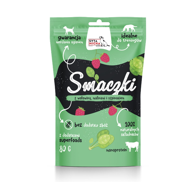 SMACZKI Z WOŁOWINĄ , MALINĄ I SZPINAKIEM